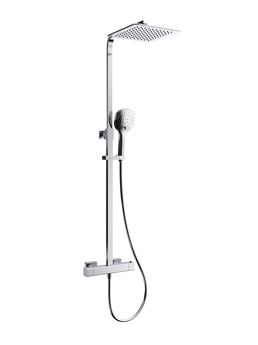 Rio exposed square 2 outlet thermostatic valve with rigid riser shower kit