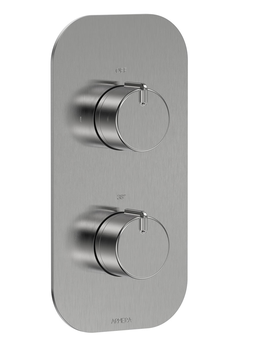 Pivot round concealed thermostatic valve - 2 outlet