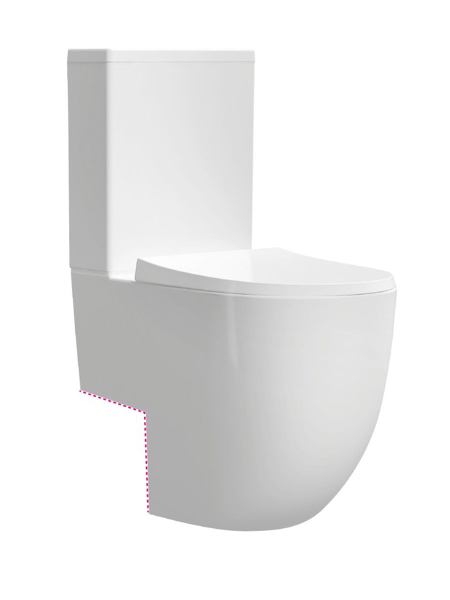 MAYA comfort height vortex close coupled WC with cut out, cistern fittings & seat