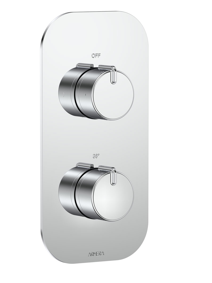 Pivot round concealed thermostatic valve - 2 outlet