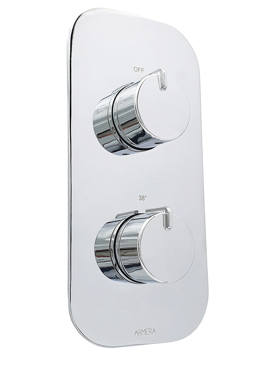 Pivot round concealed thermostatic valve - 2 outlet