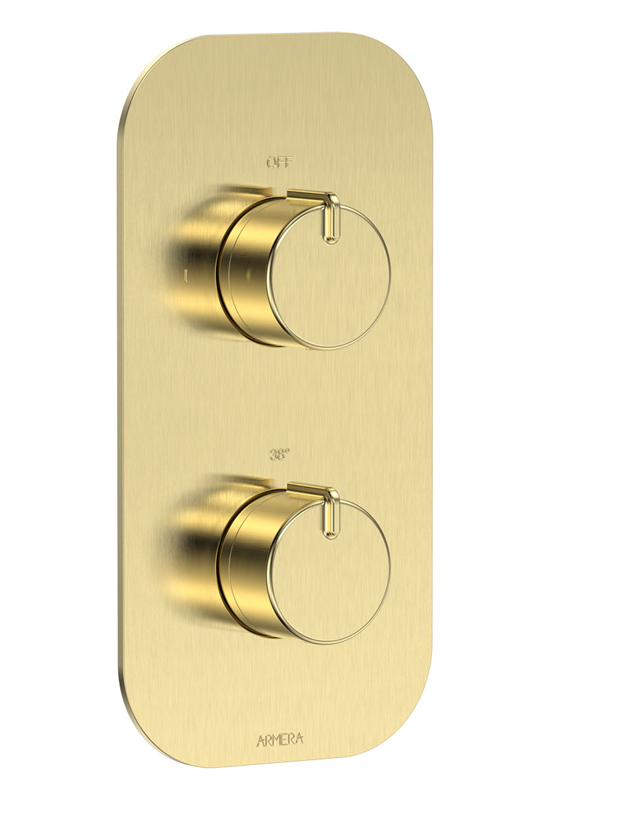 Pivot round concealed thermostatic valve - 2 outlet