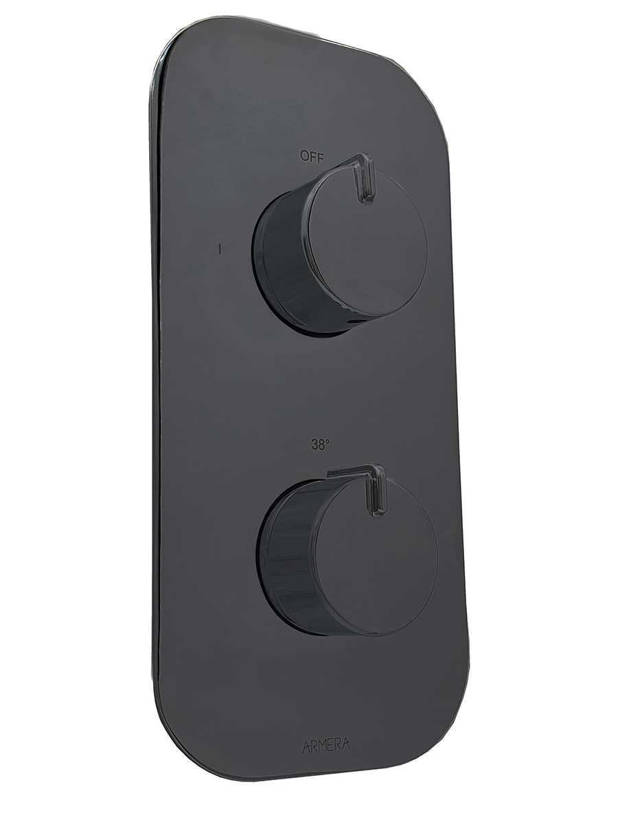 Pivot round concealed thermostatic valve - 2 outlet