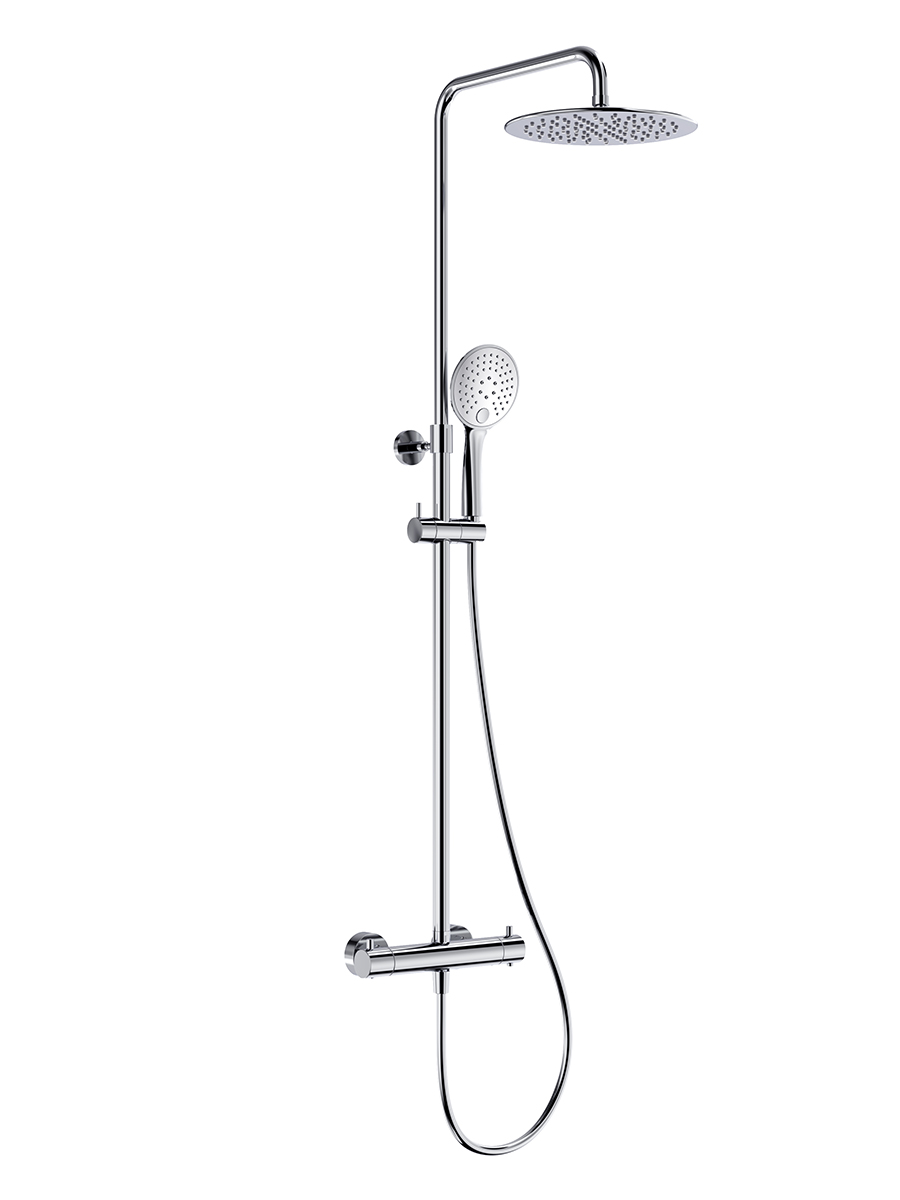 Rio exposed round 2 outlet thermostatic valve with rigid riser shower kit