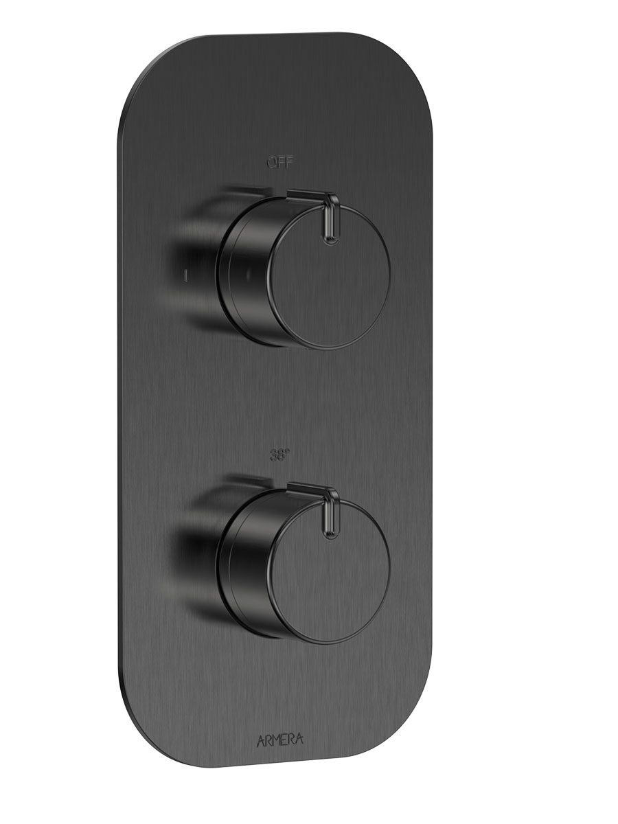 Pivot round concealed thermostatic valve - 2 outlet