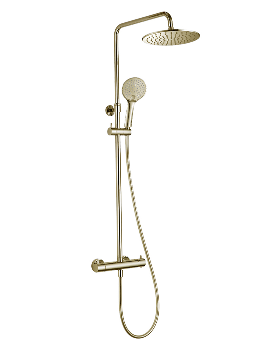 Rio exposed round 2 outlet thermostatic valve with rigid riser shower kit