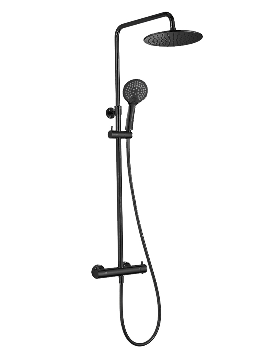 Rio exposed round 2 outlet thermostatic valve with rigid riser shower kit