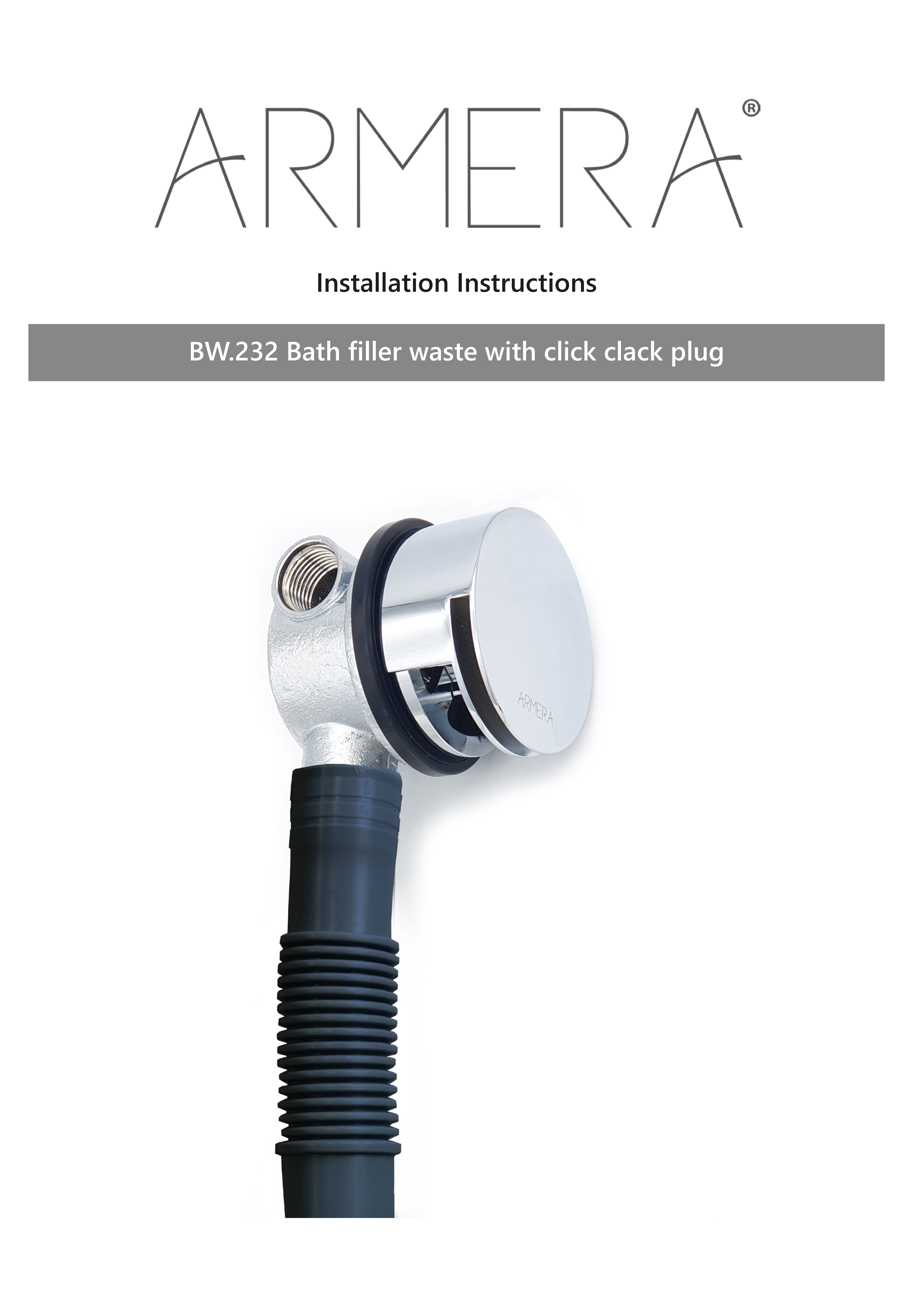 BW.232 - Bath filler waste with click clack plug