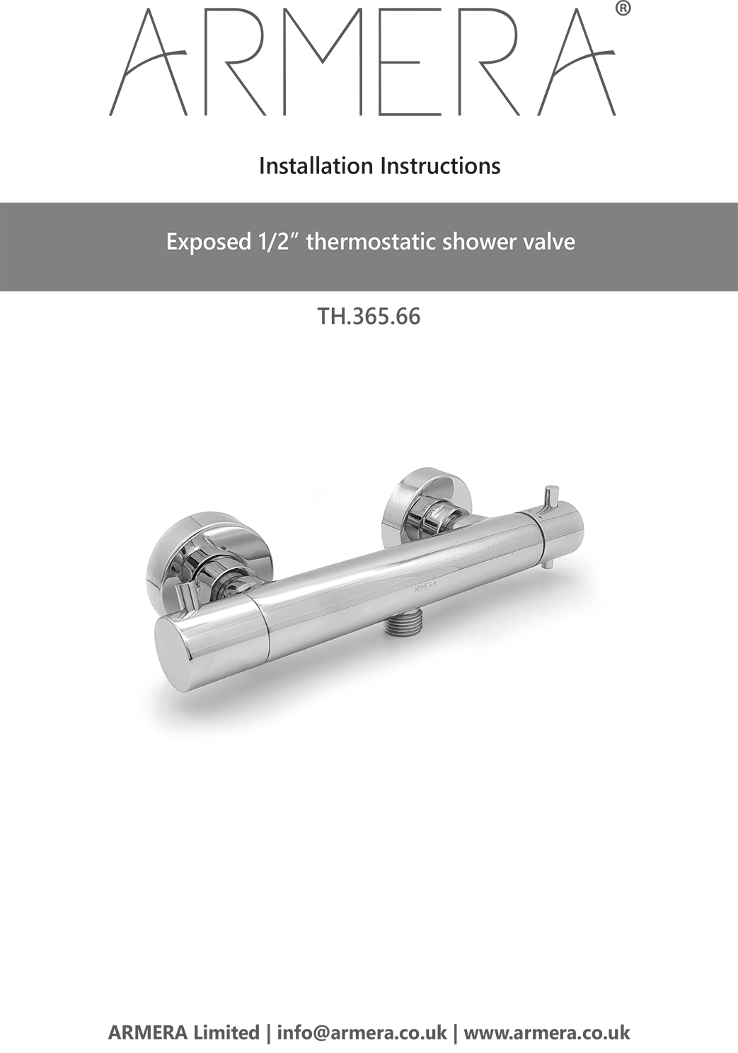 Exposed 1/2” thermostatic shower valve